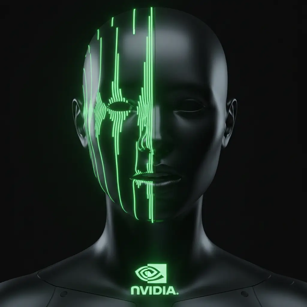 Digital illustration of the NVIDIA logo integrated with glowing soundwaves, representing the new PersonaPlex full-duplex speech model.